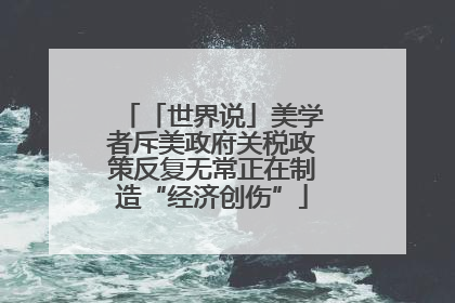 「世界说」美学者斥美政府关税政策反复无常正在制造“经济创伤”
