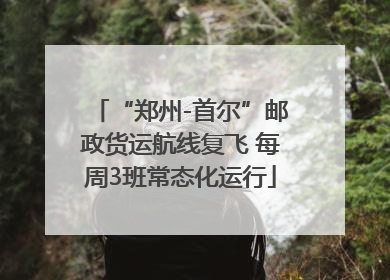 “郑州-首尔”邮政货运航线复飞 每周3班常态化运行