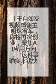 王自如发视频感谢董明珠雷军，称将再次创业，聚焦AI应用方向，“这件事确实来钱快”