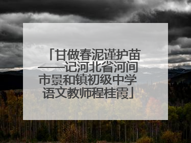 甘做春泥谨护苗——记河北省河间市景和镇初级中学语文教师程桂霞