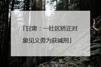 甘肃：一社区矫正对象见义勇为获减刑