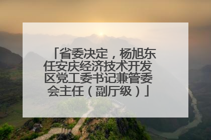 省委决定，杨旭东任安庆经济技术开发区党工委书记兼管委会主任（副厅级）