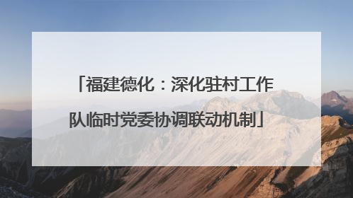 福建德化：深化驻村工作队临时党委协调联动机制