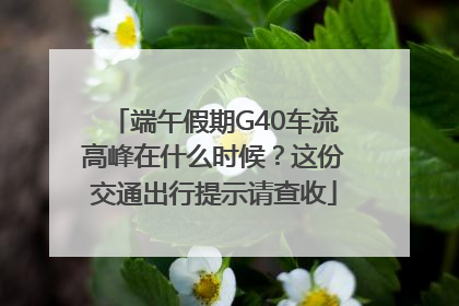 端午假期G40车流高峰在什么时候？这份交通出行提示请查收
