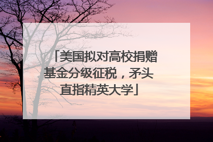 美国拟对高校捐赠基金分级征税，矛头直指精英大学