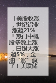 美股收涨，世纪铝业涨超21%！热门中概股多数上涨，白银大涨超5%，金油“涨”疯了！美联储官员最新表态