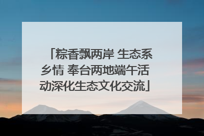 粽香飘两岸 生态系乡情 奉台两地端午活动深化生态文化交流