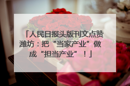 人民日报头版刊文点赞潍坊：把“当家产业”做成“担当产业”！