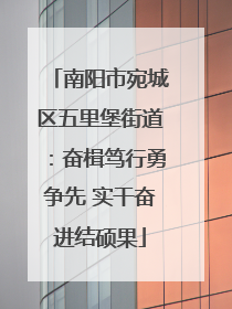南阳市宛城区五里堡街道：奋楫笃行勇争先 实干奋进结硕果