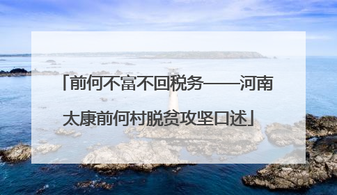 前何不富不回税务——河南太康前何村脱贫攻坚口述