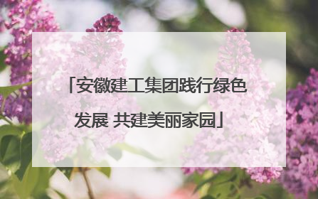 安徽建工集团践行绿色发展 共建美丽家园