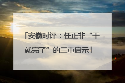 安徽时评：任正非“干就完了”的三重启示