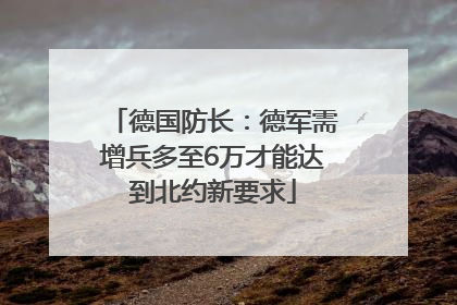 德国防长：德军需增兵多至6万才能达到北约新要求