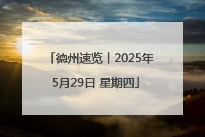 德州速览丨2025年5月29日 星期四