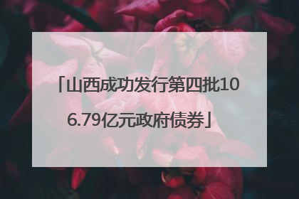 山西成功发行第四批106.79亿元政府债券
