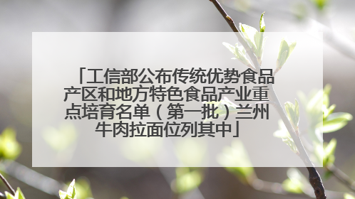 工信部公布传统优势食品产区和地方特色食品产业重点培育名单（第一批）兰州牛肉拉面位列其中