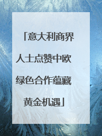意大利商界人士点赞中欧绿色合作蕴藏黄金机遇