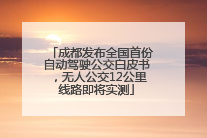 成都发布全国首份自动驾驶公交白皮书，无人公交12公里线路即将实测
