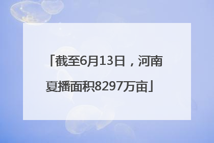 截至6月13日，河南夏播面积8297万亩