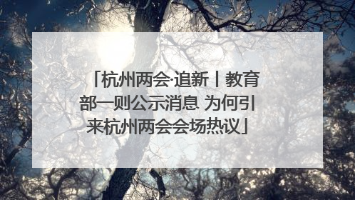 杭州两会·追新丨教育部一则公示消息 为何引来杭州两会会场热议