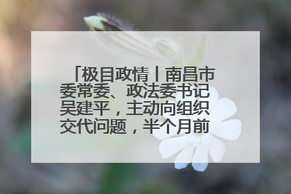 极目政情丨南昌市委常委、政法委书记吴建平，主动向组织交代问题，半个月前还在出席会议