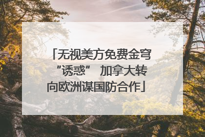 无视美方免费金穹“诱惑” 加拿大转向欧洲谋国防合作