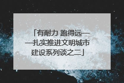 有耐力 跑得远——扎实推进文明城市建设系列谈之二