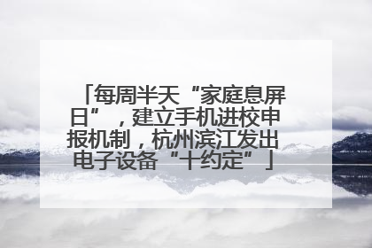每周半天“家庭息屏日”，建立手机进校申报机制，杭州滨江发出电子设备“十约定”