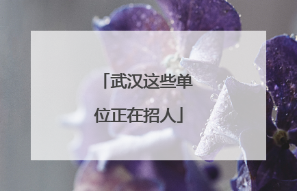 武汉这些单位正在招人