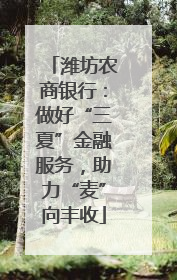 潍坊农商银行：做好“三夏”金融服务，助力“麦”向丰收