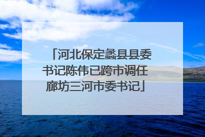 河北保定蠡县县委书记陈伟已跨市调任廊坊三河市委书记