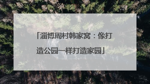 淄博周村韩家窝：像打造公园一样打造家园