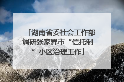 湖南省委社会工作部调研张家界市“信托制”小区治理工作