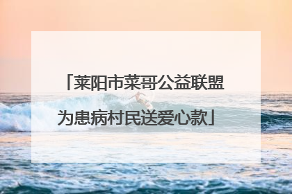 莱阳市菜哥公益联盟为患病村民送爱心款