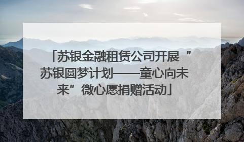 苏银金融租赁公司开展“苏银圆梦计划——童心向未来”微心愿捐赠活动