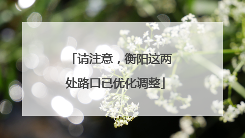 请注意，衡阳这两处路口已优化调整