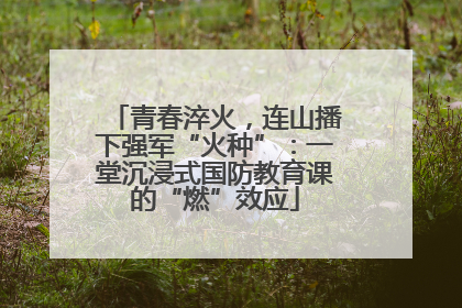 青春淬火，连山播下强军“火种”：一堂沉浸式国防教育课的“燃”效应