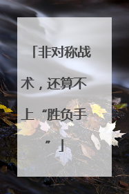 非对称战术，还算不上“胜负手”