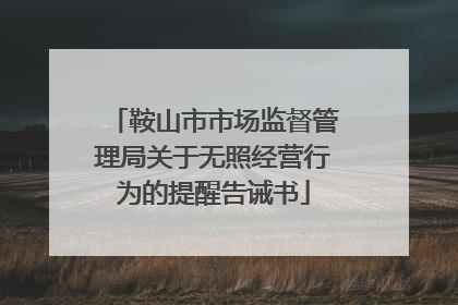 鞍山市市场监督管理局关于无照经营行为的提醒告诫书