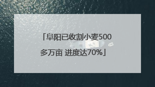 阜阳已收割小麦500多万亩 进度达70%
