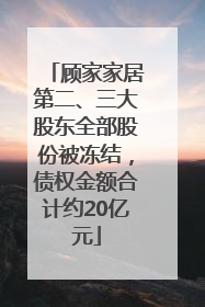 顾家家居第二、三大股东全部股份被冻结，债权金额合计约20亿元