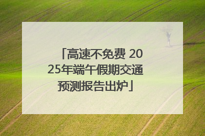 高速不免费 2025年端午假期交通预测报告出炉